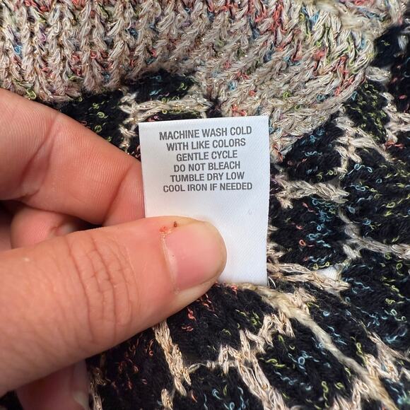 Roz & Ali Vtg Knit Cardigan Sweater Jacket M Black Multicolor Metallic Thread - Picture 5 of 7